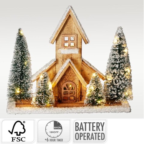 PAESAGGIO CASA LEGNO 25 LED 32X9X27